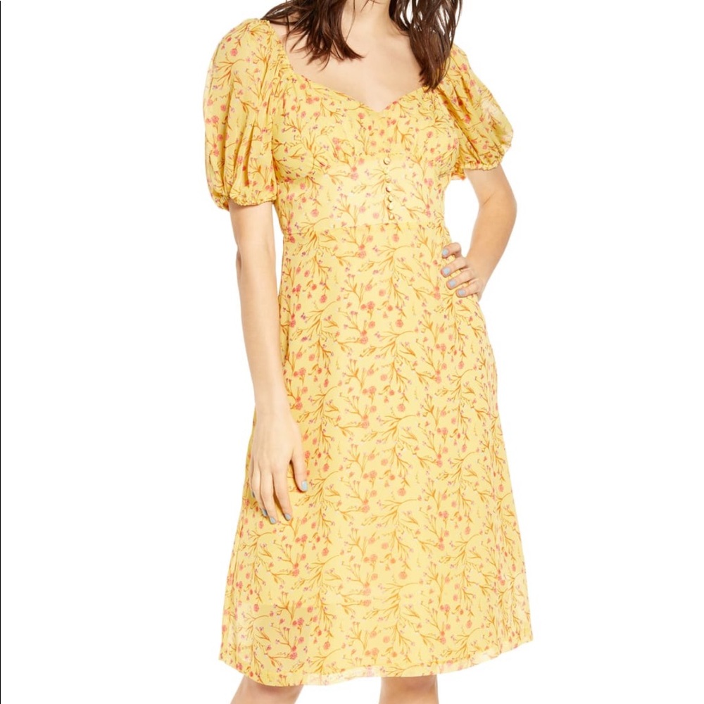 JOA Puff Sleeve Bustier Dress